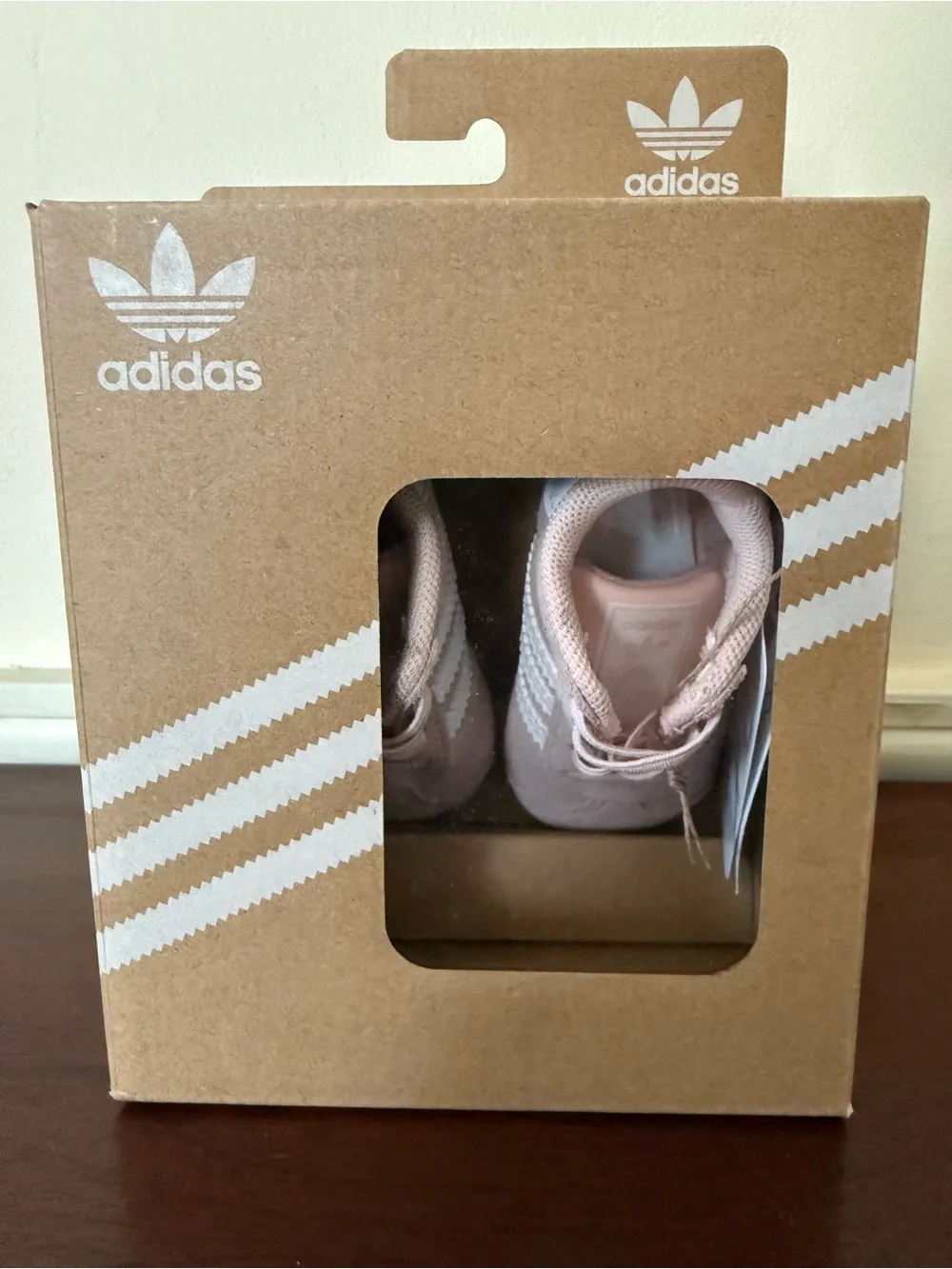 adidas Pink Suede Baby Gazelle Crib Shoe with White Stripes